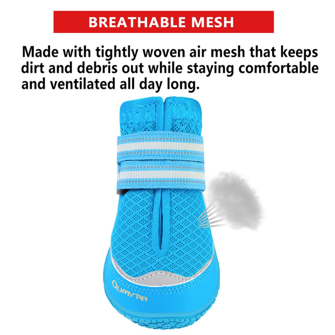 Qumy 4Pcs Dog Shoes For Hot Pavement, Medium Large Dog Boots & Paw Protectors For Summer Heat Protection, Mesh Breathable Nonsli